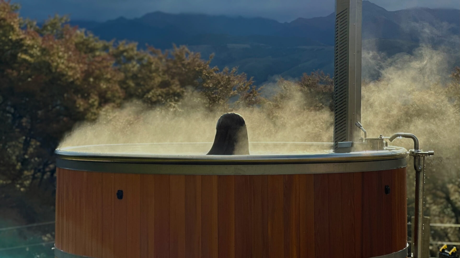 Relax in the outdoor hot tub.